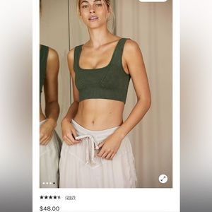 FP Movement Good Karma Square-Neck Bra. Color Secret Moss.